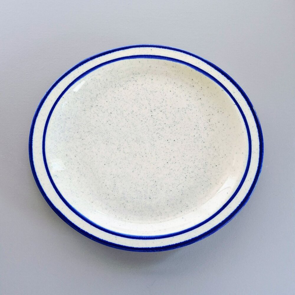 Vintage Syracuse Kings Inn Oval Steak Plate, Blue Bands, c1920s Restaurant Ware - Picture 2 of 8